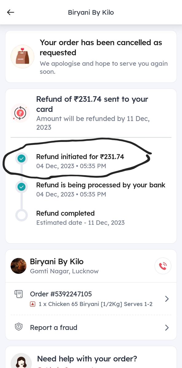 SamarRizviLko's tweet photo. @zomato I ordered food at 4:18 PM today. The restaurant was preparing order even after an hour. Then after talking to your customer executive, I was promised a refund. Instead of getting a full refund, I got a partial refund of 50% of the amount I paid. It's a shame @zomato ! https://t.co/TKSB1WRCAV