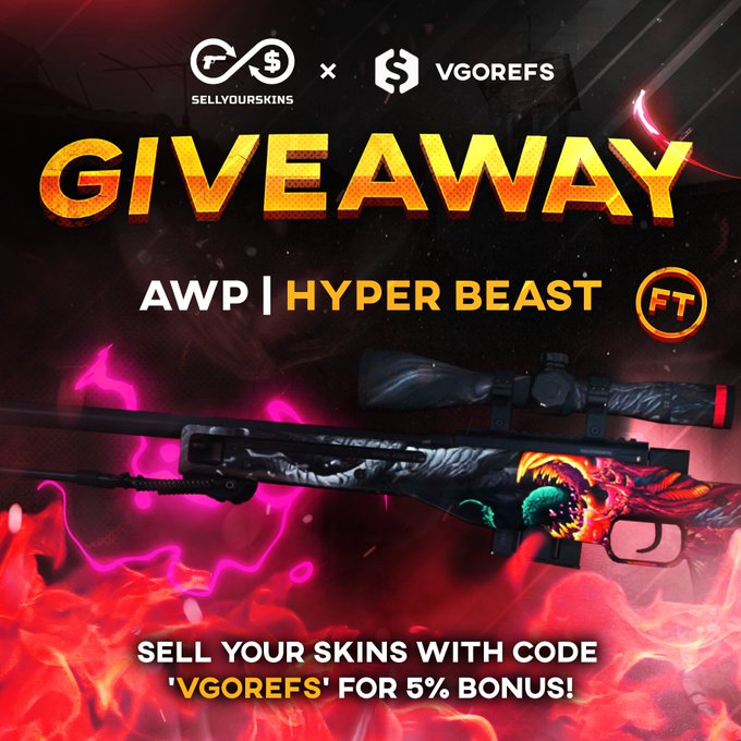 $35.00 GIVEAWAY! 🎉 AWP | Hyper Beast [FT] To enter: ✅ Follow us & @sellyourskins ✅ Retweet + Like ✅ Tag your friends! (Required) Winner in 48 hours, Best of luck! 🍀