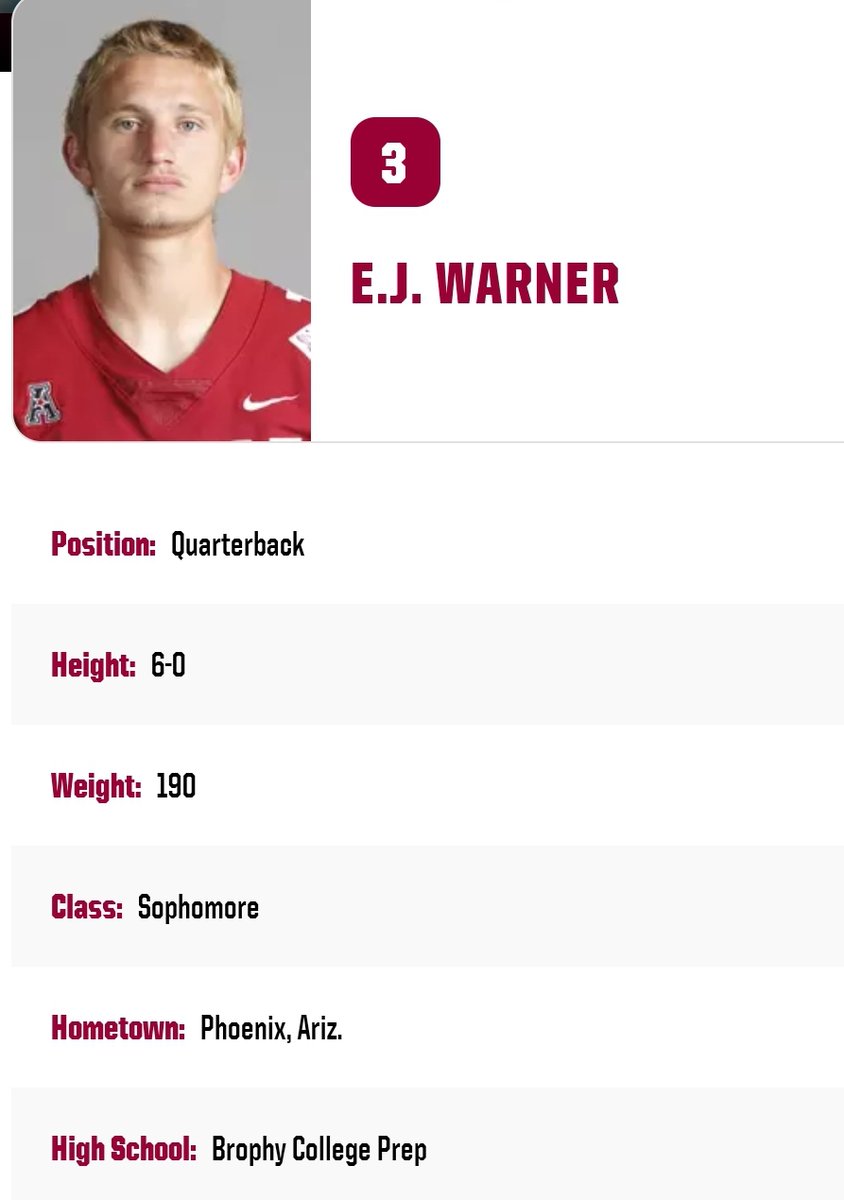 Temple QB EJ Warner entered the transfer portal; in two seasons he passed for 6,104 yards and 41 TD @elijah13warner @mfarrellsports