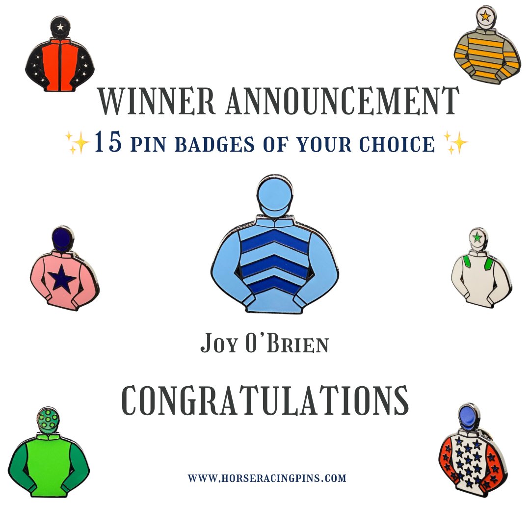 🥇Congratulations to @joyobrien16_ who guessed the closest answer to our Instagram comp. 🥇
⭐️The correct answer is 140 ⭐️
Thank you to everyone who entered our competition. 🐎🐎
#horseracingpins #competition #winner #racingsyndicate #horseracing #racehorses #racingsilks