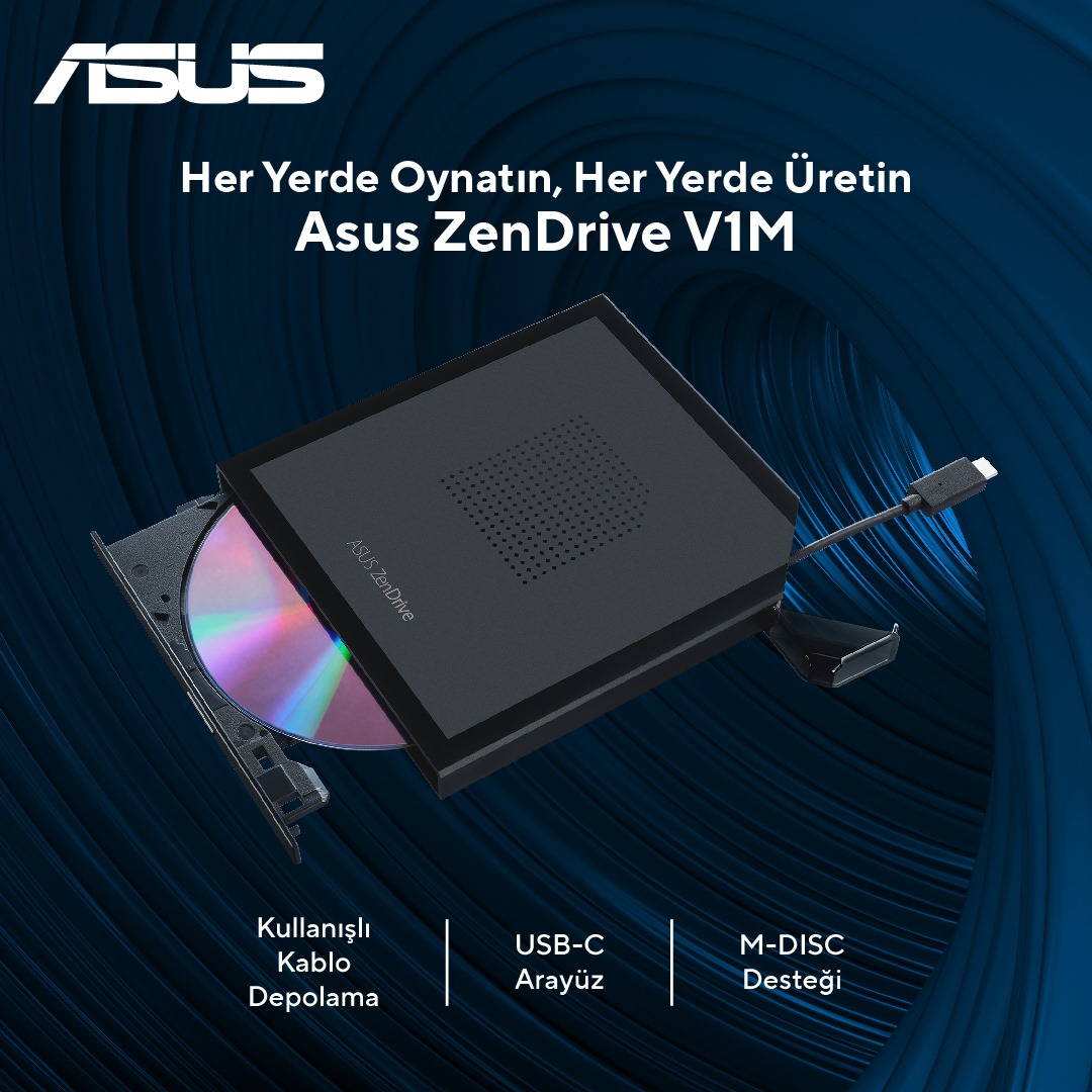 ASUS ZenDrive V1M, hızlı USB-C bağlantısı ve M-DISC desteği ile veri depolama ve yedekleme ihtiyacınızı mükemmel bir deneyime dönüştürüyor! 🚀💿 

#ASUS #ASUSTürkiye
