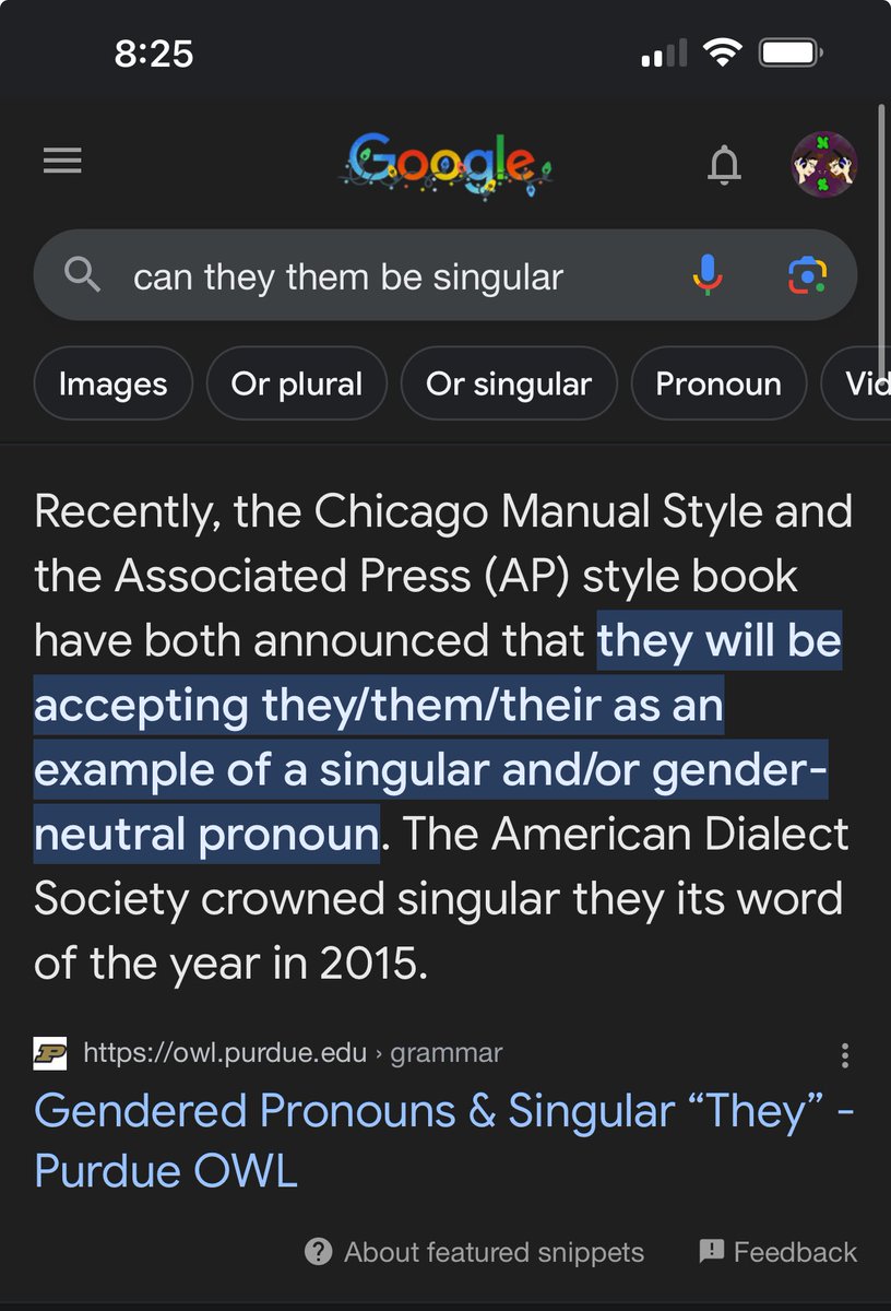 Cholulabear's tweet photo. @TekuaniTruth @NMalone8 @EuphoriTori That’s still incorrect, they/them is used in both singular and plural fashions. if you want to be transphobic, be transphobic, but don’t try to sound smart at the same time. The two don’t mix https://t.co/tRc4BuO6qk