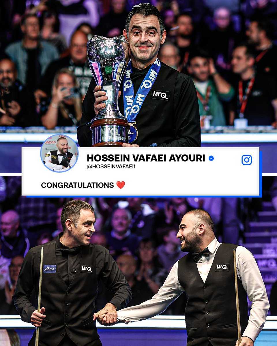 Ronnie O'Sullivan 🤝 Hossein Vafaei

#UKChampionship