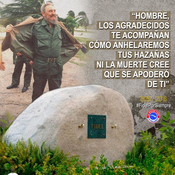 El pueblo de esta tierra heroica rinde homenaje eterno a nuestro #FidelPorSiempre, a siete años de que fueran depositadas las cenizas en la piedra que las atesora. #CabaiguánEduca,#SanctiSpírituEnMarcha.