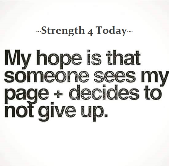 Strengthfor2day's tweet photo. My Hope Is That Someone Sees My Page
+ Decides To Not Give Up.
#MyHope #MyPage #NotGiveUp #RecoveryPosse #Strengthfor2day https://t.co/Y4KL3GvuY8