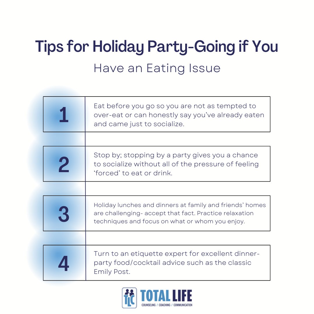 TotalLife's tweet image. With the holiday season coming up, it can be a difficult time for individuals with eating issues. Here are some of our tips to help you this season.

#holiday #holidays #christmas #winter #eating #food #eatingdisorderrecovery #support #psychology #mentalhealth #therapy