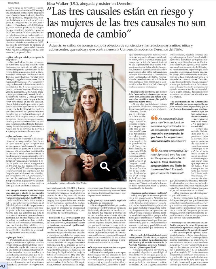 “Las mujeres de las 3 causales no son una moneda de cambio”. Les comparto una entrevista que me hicieron en @ElMercurio_cl donde doy cuenta de los riesgos que genera el proyecto de nueva constitución para las 3 causales.