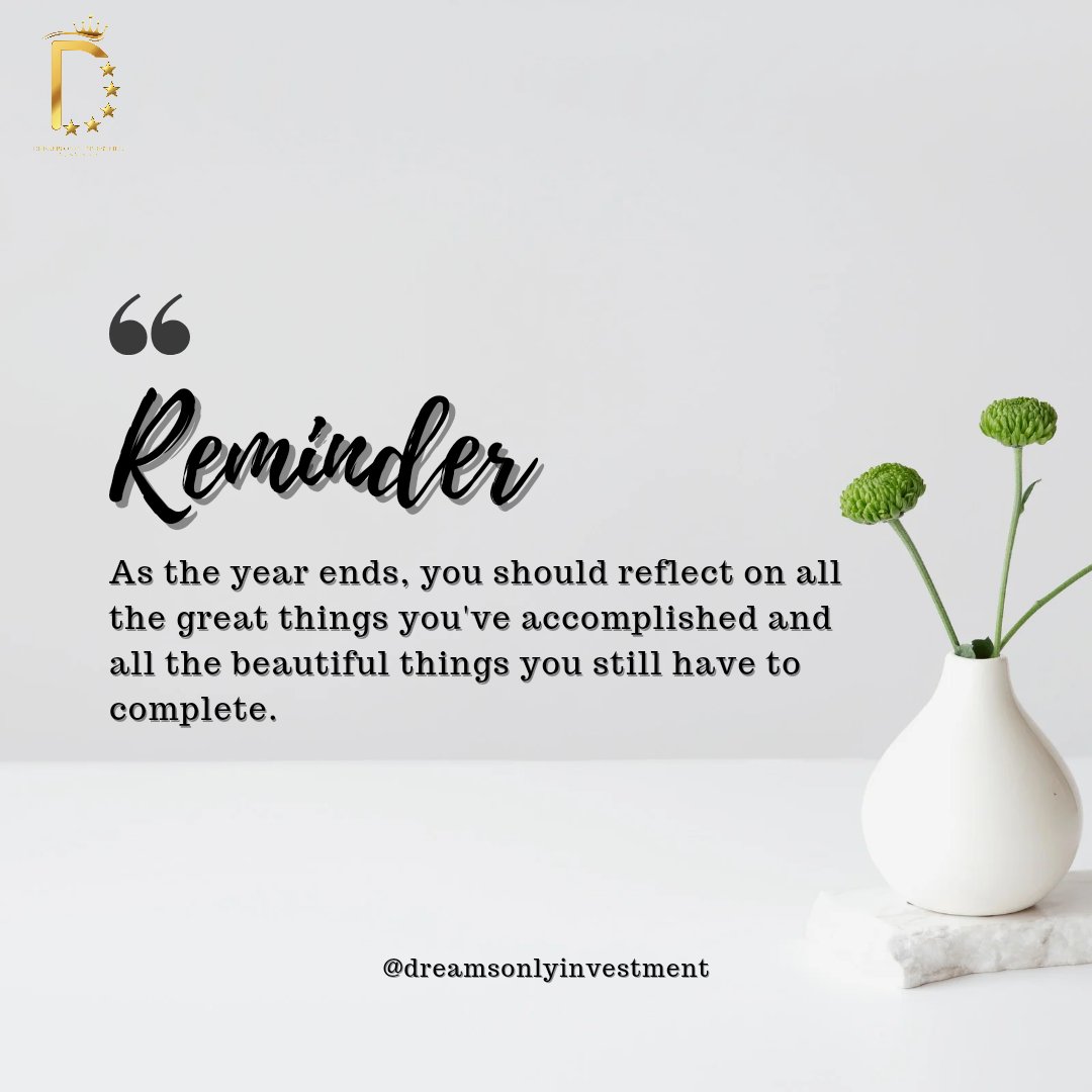 dreamsonley's tweet photo. As we approach the end of the year, take a moment to reflect on the victories, big or small, that made 2023 special. Embrace the accomplishments and look forward to the beautiful journey ahead in the coming year. 

#YearEndReflections #NewBeginnings #investment  #Abuja #finance https://t.co/Iq86deFvwC