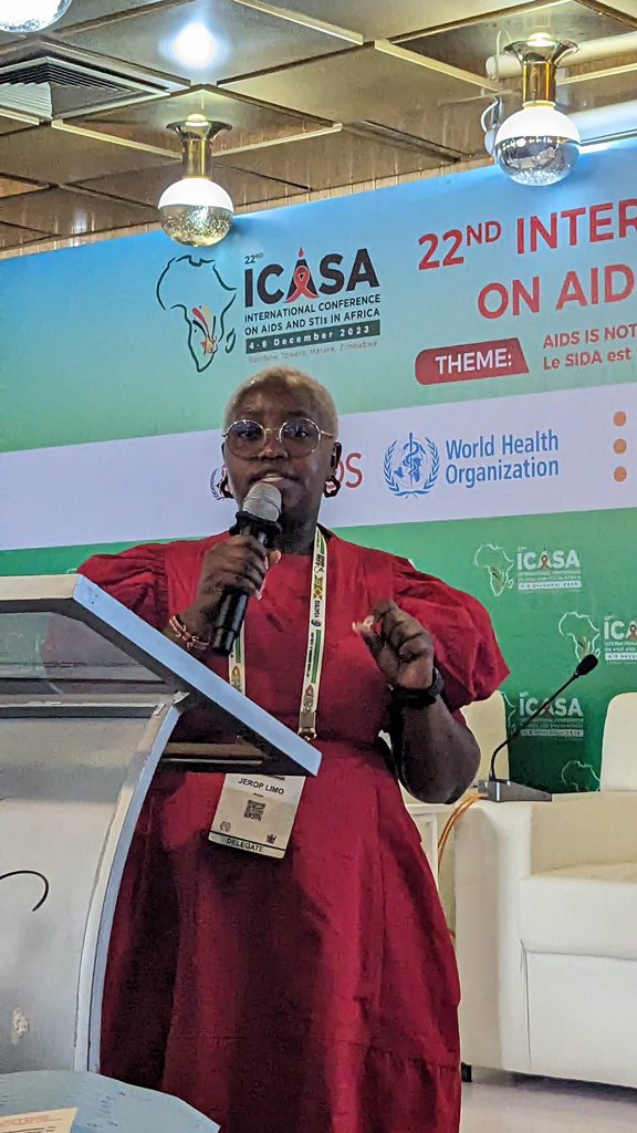 @Seb_Morin_GVA @CHAI_health @EGPAF @PEPFAR @GAP_f_Network @AYARHEP_KENYA @MoHCCZim @jerop_limo @helenmcdowell76 @WHO @GlobalFund 🎙️It is now @jerop_limo’s turn to address the #ICASA2023 audience with a very powerful message: we need to consistently involve 🤝the communities throughout the product life cycle to make sure meds are actually accepted & used. #bettermeds4kids #LetCommunitiesLead
