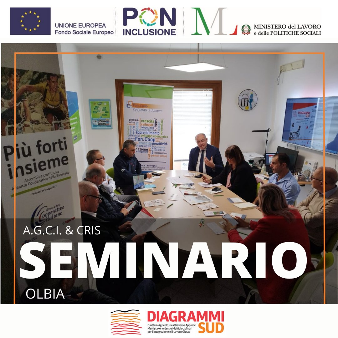 Si è tenuto ad Olbia lo scorso 24 novembre il seminario sull'agricoltura sociale organizzato da <a href="/AgciNazionale/">AGCI Nazionale</a> /CRIS nell'ambito del Progetto <a href="/DiagrammiSud/">Progetto Diagrammi SUD</a> alla presenza dei partner di progetto, delle Istituzioni e delle aziende del territorio.
