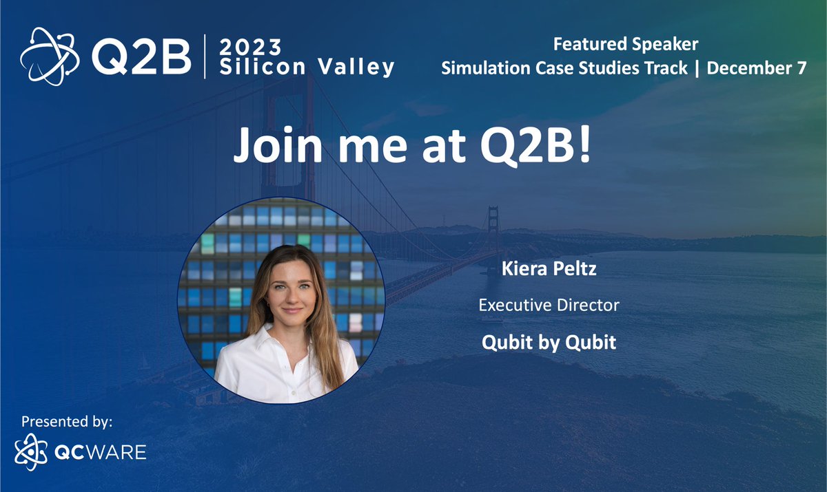 Our Executive Director, <a href="/KieraPeltz/">Kiera Peltz</a>, will be at #Q2B23SV this week giving a talk on best practices for closing the quantum talent gap. If you’ll be there too and want to chat about building an inclusive quantum workforce, let us know!
