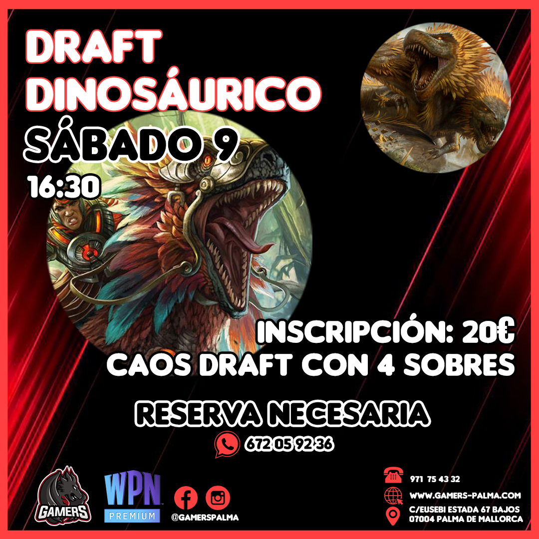 GamersPalma's tweet photo. En el Diciembre Dinosáurico de #mtgixalan tenemos un #draft muy especial!
Caos Draft con 4 sobres de diferentes expansiones!

Con sobres de #mtgmom y sobres promo de premio!

Recuerda reservar tu Dino-plaza! https://t.co/DaFYFG3Rdh
