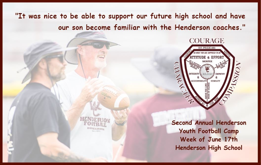 Henderson_FB's tweet photo. Second Annual Warrior Non Contact Youth Football Camp! Future Warriors: Click the link below by January 1 to sign up for last year’s rate! 

https://t.co/3sdWX7lETT https://t.co/q13yb7tDpJ