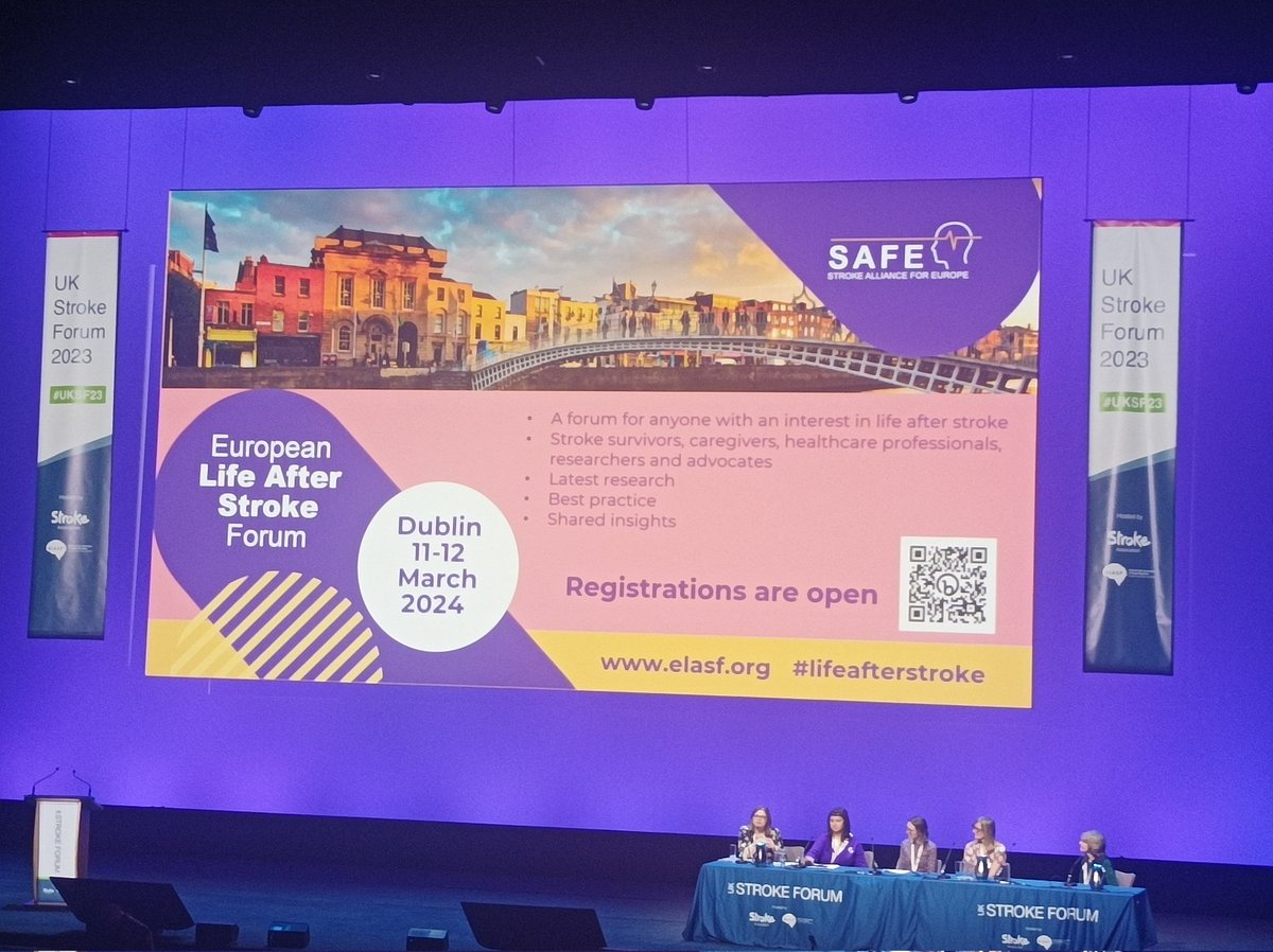 What a great session at #UKSF23 as #UKSF and #ELASF come together to shine a spotlight on #lifeafterstroke. Looking forward to the SAFE ELASF conference in Dublin Mar 24. @iPASTAR_stroke @Deirdre_iPASTAR @phalger