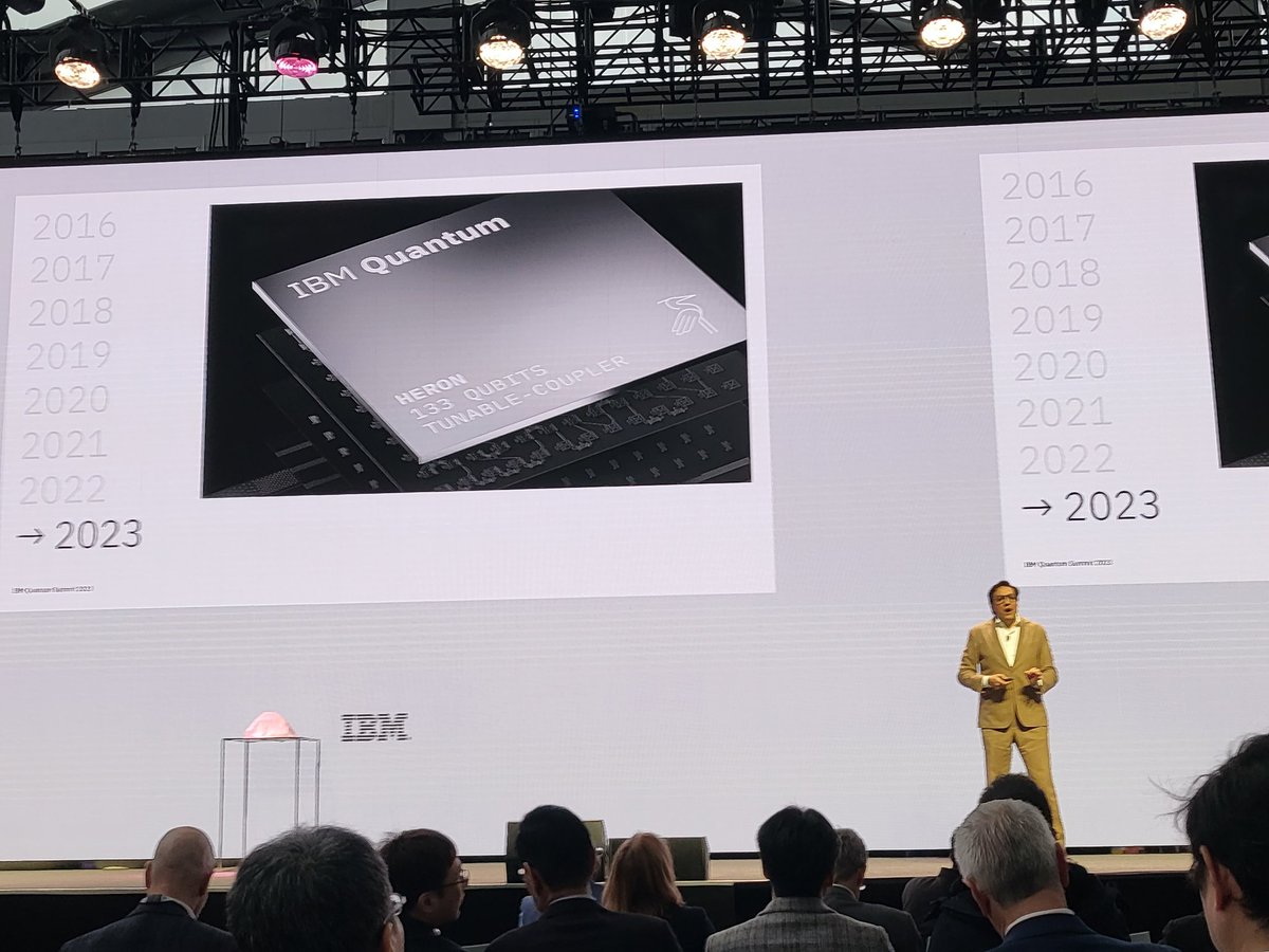 Great to be at the IBM Quantum Summit where they've just announced breaking 1000 qubits with the Condor chip, their first distributed computing Heron chip, and System 2!