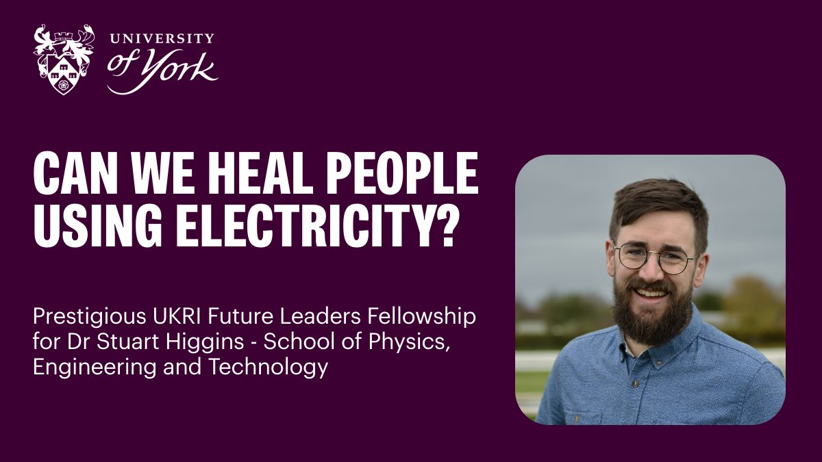 Congratulations to Stuart Higgins @UoY_PET who's been awarded a @UKRI_News Future Leaders Fellowship to advance our understanding of bioelectricity and pave the way for innovative applications in healthcare. Find out more: bit.ly/47E1Yg1 #YorkResearch