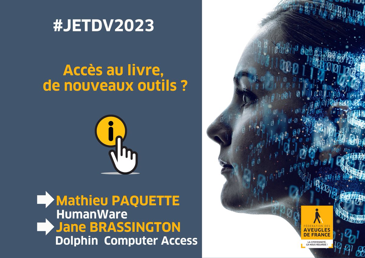 Aveugles_France's tweet image. De nouveaux outils pour faciliter l&apos;accès aux livres !  
📚@yourdolphin présente lors des #JETDV2023, #EasyReader, une application gratuite offrant l&apos;accès à des milliers de livres accessibles à des personnes malvoyantes, aveugles ou dyslexiques.
👉tinyurl.com/5xzx34re