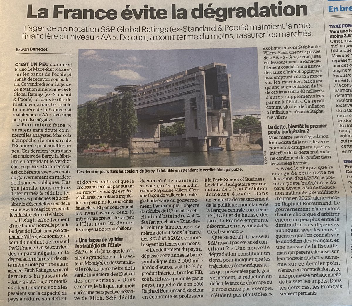 Mon #interview dans @le_Parisien sur l'économie française et la #DETTE qui dépasse les 3000 milliards d'euros avec @StefVillers @erwanbenezet leparisien.fr/economie/pourq…