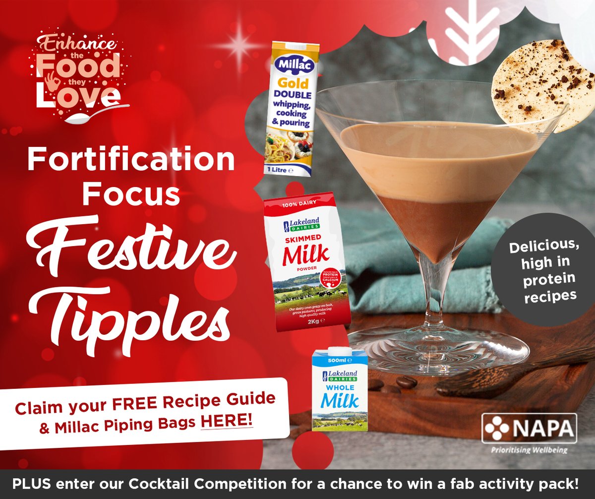 Don't miss out on receiving a FREE roll of Millac piping bags when you download the Festive Tipples Recipe Guide from @lakelandFS Discover our fortifying cocktail recipes and get ready for the festive season with some great activities for your care home! bit.ly/478xgeM