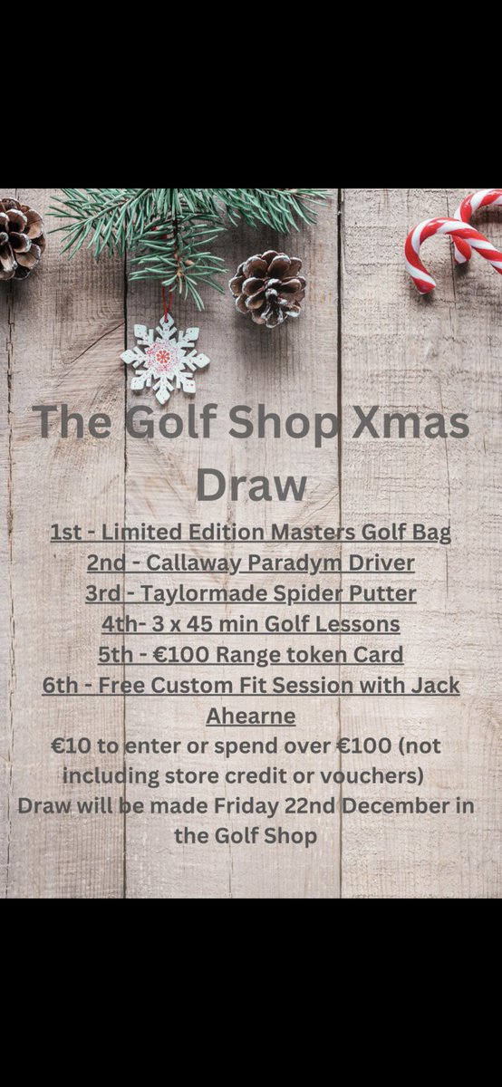 proshopdgc's tweet photo. The Golf Shops Christmas Draw is now live 

Enter in store or follow the link 

https://t.co/o3jj7c2WzL

#Christmas #golf #golfraffle #douglas #shoplocal https://t.co/AJKKNWjwaQ