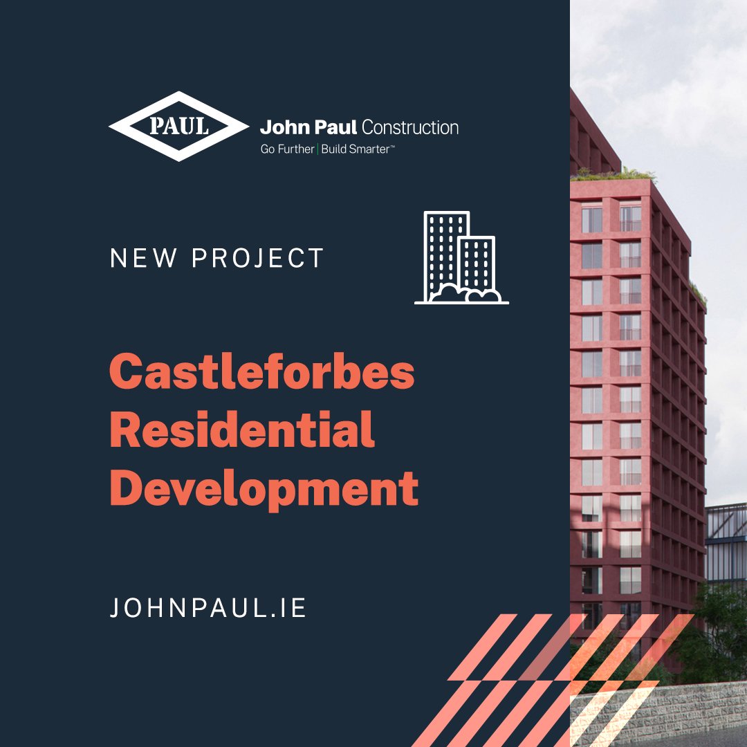 johnpaulconst's tweet photo. We are pleased to announce that we have been awarded the design and build contract for the Castleforbes residential development project, involving the construction of 702 apartments in Dublin’s north docklands.

#JohnPaulConstruction #GoFurtherBuildSmarter #Castleforbes https://t.co/4vyjor8ZDI