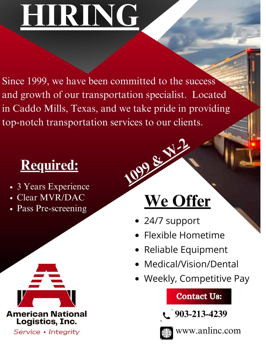 ANLogisticsInc's tweet photo. #FYP #hiring #trucking #logistics #joinourteam https://t.co/C3LP9yY3LQ