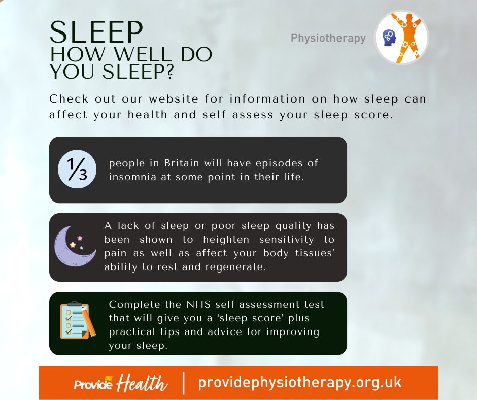 Unfortunately, poor sleep is very common and if you think you might be someone who suffers from poor sleep, then complete this short test that will give you a ‘sleep score’ plus practical tips and advice for improving your sleep. 

#sleep #sleeping #sleephygeine #MSK