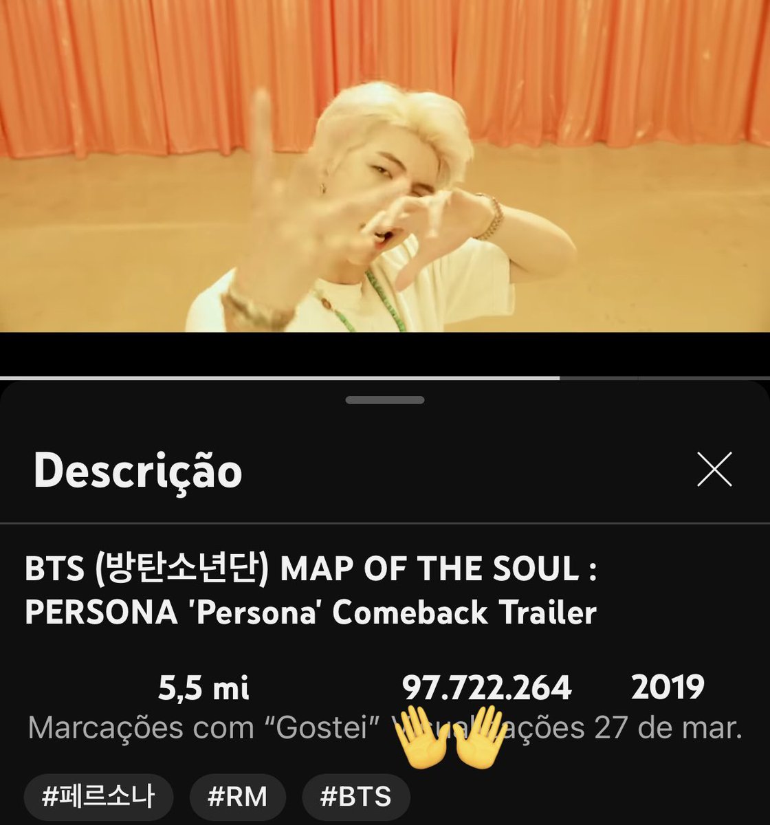 oie, vcs sabiam que o Namjoon nunca teve um MV com 100M de views?
Persona tá bem pertinho dessa meta! Por favor deem stream ❤️‍🩹🎉