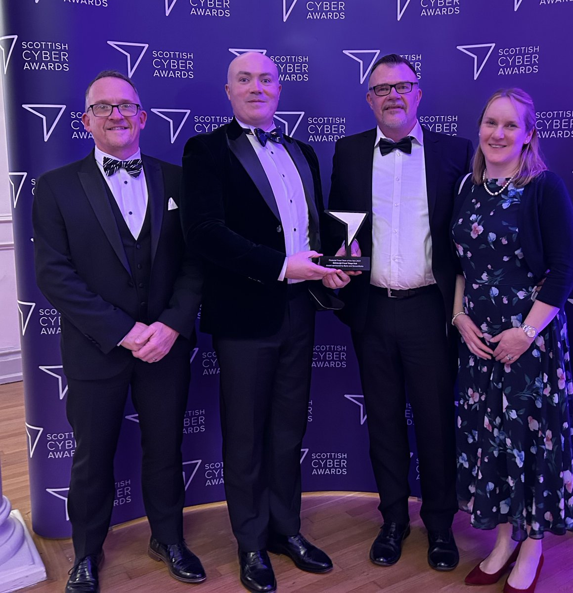 Congratulations to our Fraud Triage Hub for winning the newly introduced Financial Fraud Team of the Year Award at the @ScotCyberAwards. The award recognises the team’s knowledge and commitment to the fight against fraud and was presented at the awards held in the Assembly Rooms.