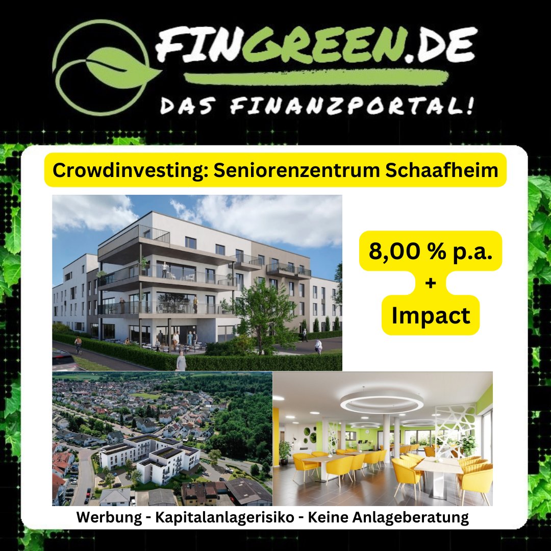 #impactinvesting Erhalte einen Festzins & ermögliche älteren Leuten ein geborgenes Leben: fingreen.de/seniorenzentru… . #zinsen #immobilie #geld #pflege #Zusammenarbeit #zusammengehtmehr #hessen #Deutschland #crowdfunding . Kapitalanlagerisiko. Keine Anlageberatung.