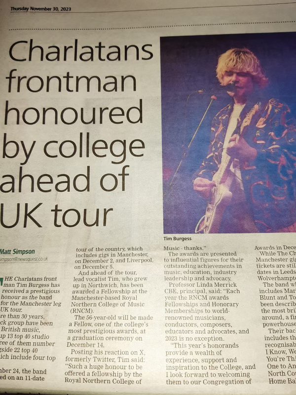 Tim Burgess tweet media