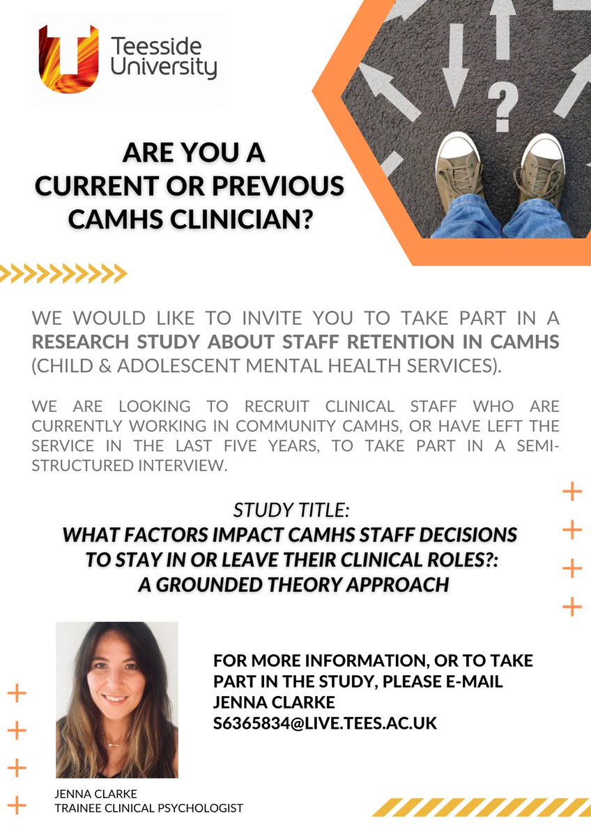 Are you a professional who has *left* Community CAMHS and *not* a clinical psychologist, nurse, or child wellbeing practitioner? If so, our trainee, Jenna, invites you to take part in her study. If you are interested in taking part, please get in touch on S6365834@live.tees.ac.uk