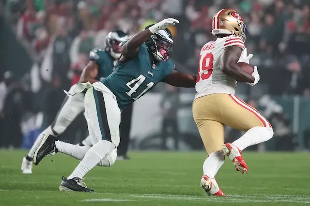 PHLEaglesNation's tweet image. Nicholas Morrow’s Coverage Stats against the #49ers:

• 8 Targets
• 6 REC’s
• 175 Yards
• 2 TD’s
• 30.7 Game Grade

(via @PFF)