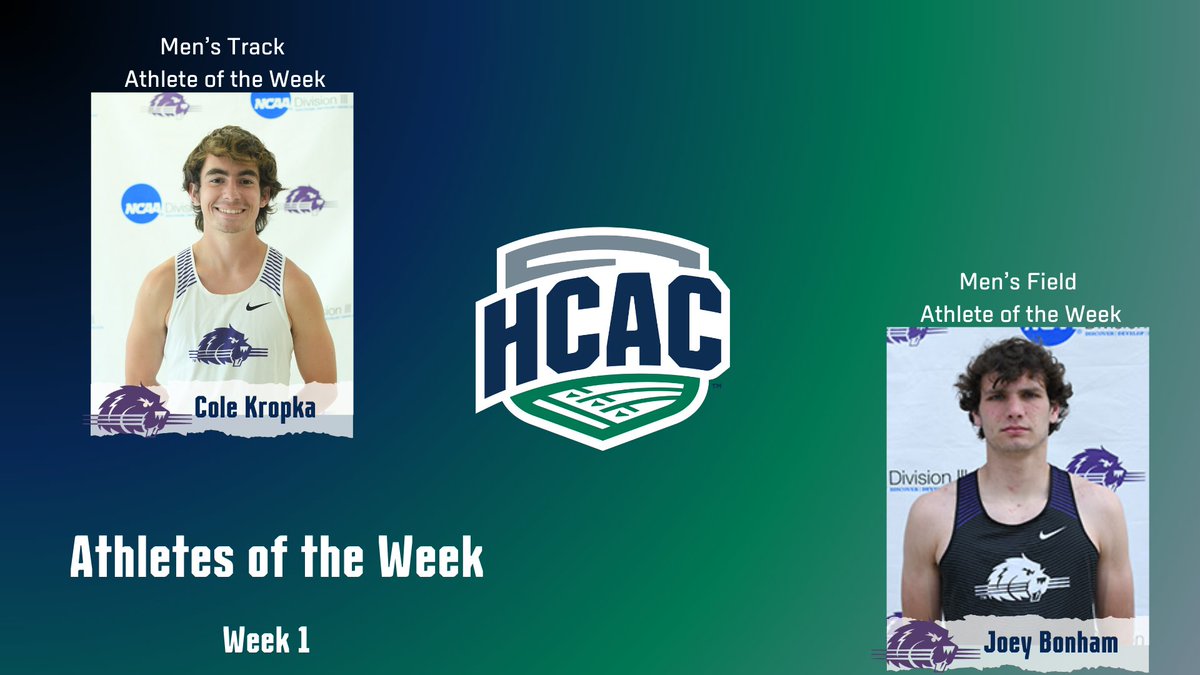 HCACDIII's tweet photo. HCAC Indoor Track &amp; Field | Athletes of the Week

Congrats to the Indoor Track &amp; Field Athletes of the Week:
Men's Track: Cole Kropka, @Bluffton_Sports
Men's Field: Joey Bonham, @Bluffton_Sports

Full Release: https://t.co/PfGgvBFUuK

#TheHeartofD3 | #D3TF https://t.co/XpWdoCQ9cv