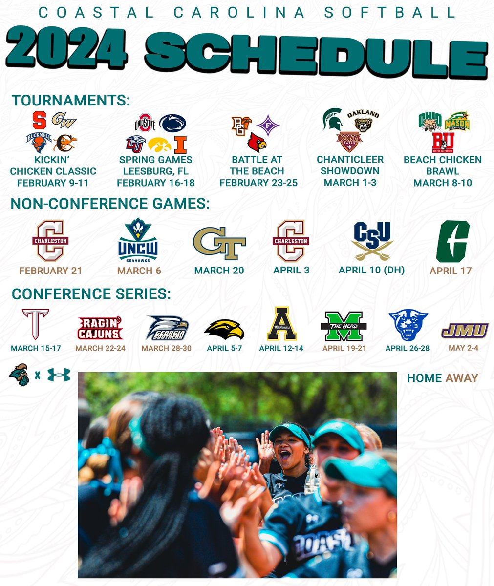 Clear your schedules the 2024 softball schedule has dropped!! 

#ChantsUp #TEALNATION