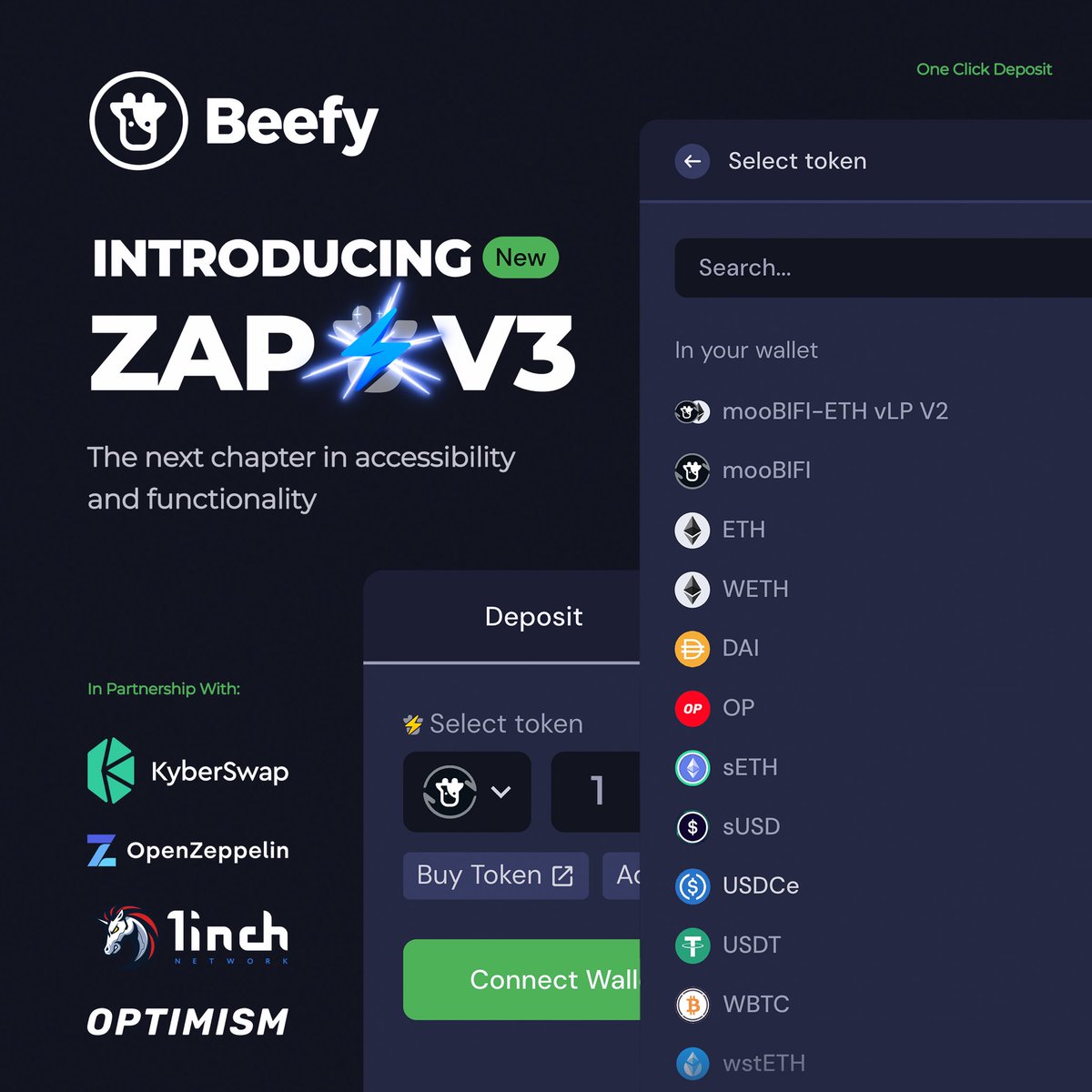 beefyfinance's tweet image. Introducing The Next Level: #ZAP⚡️V3

More Options | More Value

We reimagined Zap⚡for multiple swaps to route through @1inch or @KyberNetwork in the same transaction, for an unlimited number of integrations, tokens, and swap aggregations. To bring you the best value to enter…