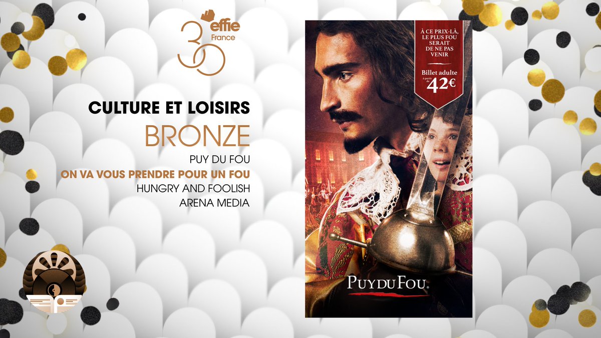 AACC Live (@aacclive) on Twitter photo Catégorie Culture et Loisirs |🥉Effie BRONZE “On va vous prendre pour un fou ” de <a href="/PuyduFou/">Puy du Fou</a> et @HungryParis <a href="/ArenaMediaFr/">Arena Media France</a> #Effie2023 Catégorie Culture et Loisirs |🥉Effie BRONZE “On va vous prendre pour un fou ” de <a href="/PuyduFou/">Puy du Fou</a> et @HungryParis <a href="/ArenaMediaFr/">Arena Media France</a> #Effie2023