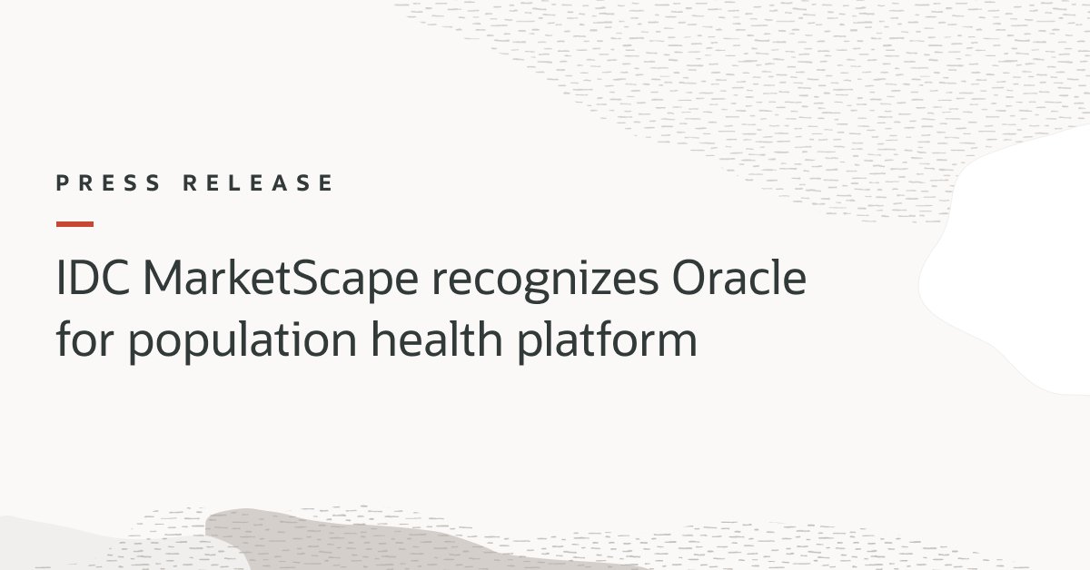 We're pleased to share that Oracle has been recognized as a leader in the <a href="/IDC/">IDC</a> MarketScape: U.S. Value-Based Health Analytics 2023 Vendor Assessment report. 

We're committed to improving our open, agnostic data intelligence platform for population health. social.ora.cl/6013RHPh9