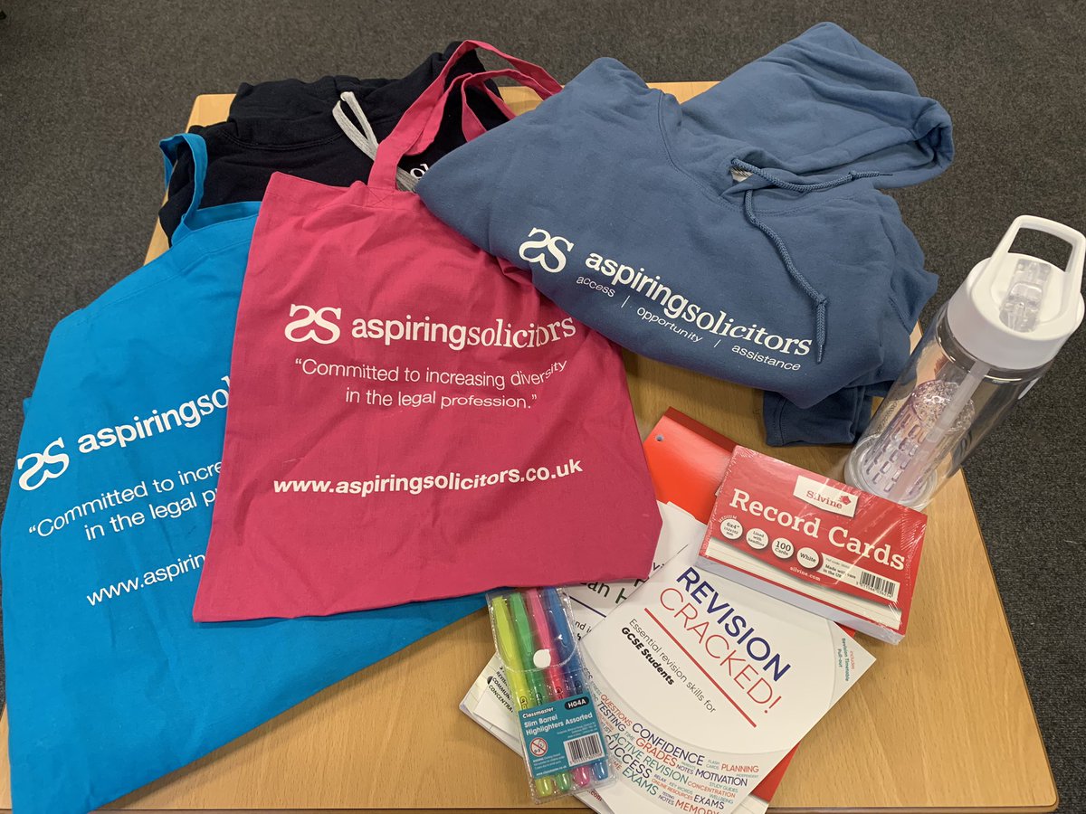 SHS_Progress's tweet image. Good luck with the Mock Exams Year 11! Big thank you to #aspiringsolicitors for all the merchandise in our revision packs. Keep working hard! 🍀