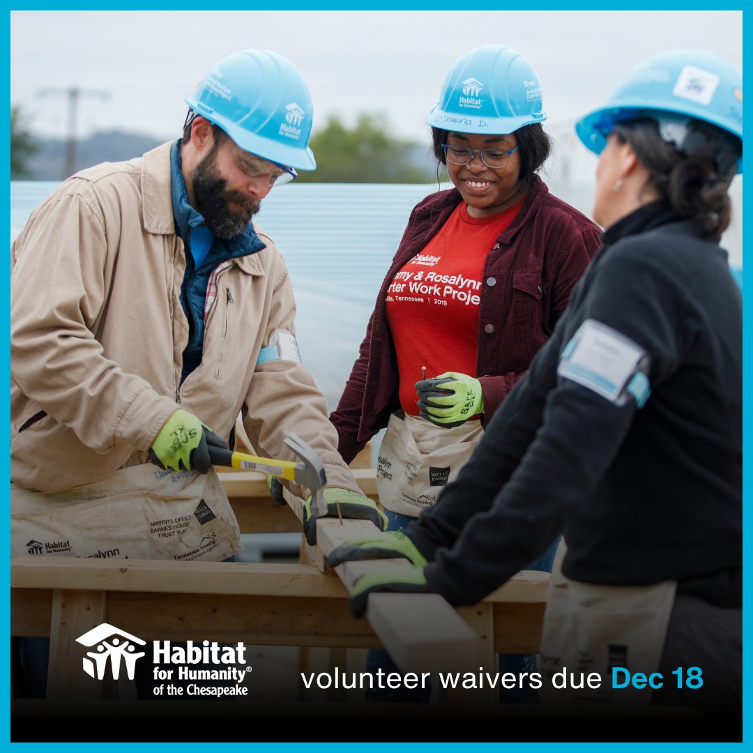 HFHCReStore's tweet photo. Attention volunteers!
👀 Are you looking to volunteer onsite or in the #ReStore this year? The last day to sign up and successfully complete a volunteer safety waiver is December 18!

Please contact volunteer@habitatchesapeake.org with any questions. https://t.co/VYmrOedi2k