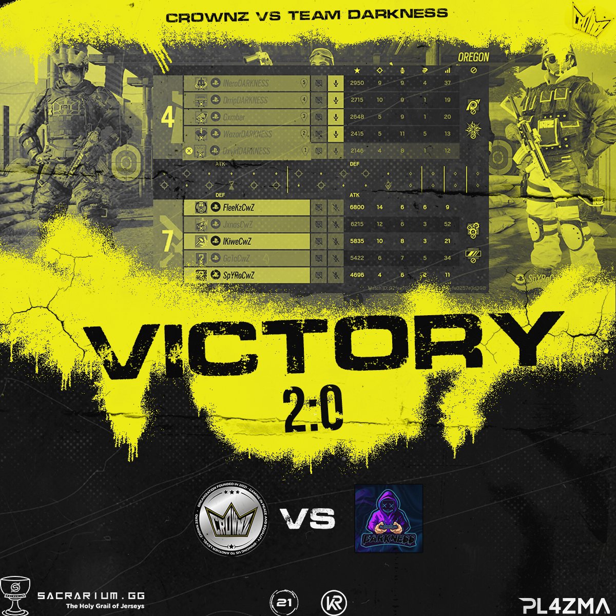 👑Matchday Result - R6 PS👑

Gestern konnten sich die Jungs in den <a href="/Cross_League/">Cross League</a> Playoffs Lower Bracket gegen <a href="/TeamDARKNESS_R6/">Team DARKNESS</a> mit einem 2:0 durchsetzen 💪

GG WP an die Jungs 🫶

Lineup:
<a href="/SpYRoR6S/">Wolves | Marvin (SpYRo)</a>
@Jxnszki
<a href="/Ga1aiaiai/">Gaia</a>
@vxYouKay
<a href="/lFleeKz/">FleeKz™</a>