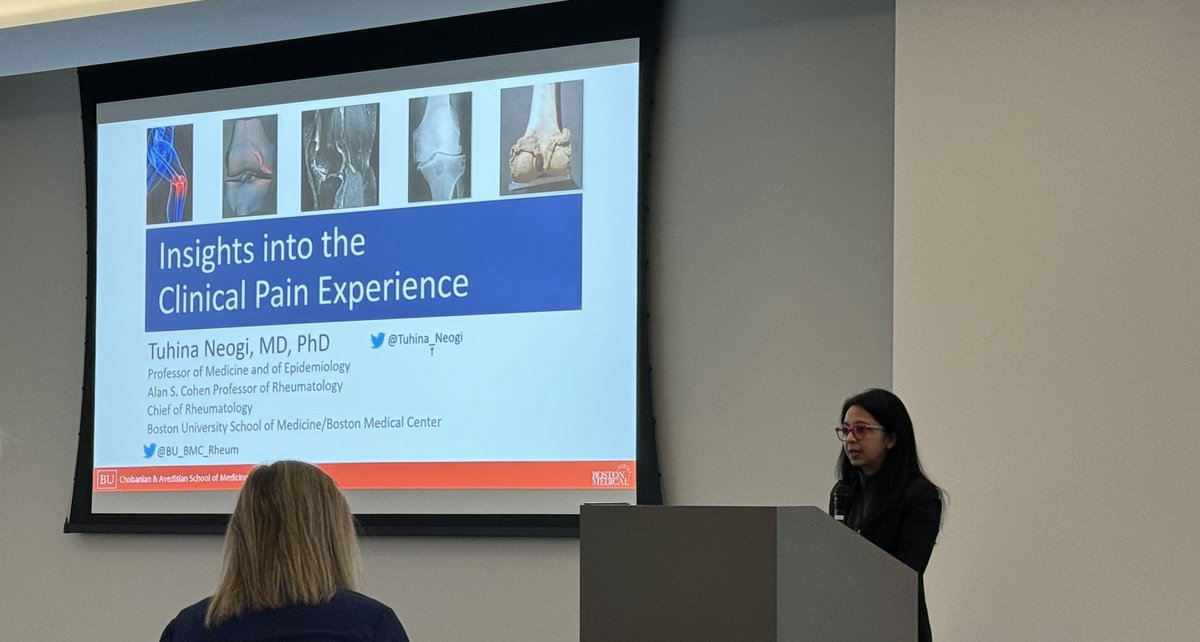 The great @Tuhina_Neogi sharing important clinical insights about the patient pain experience at the inaugural @MSKPainCenter symposium. I always learn so much from your talks! No Batman costume this time @Farsh_G