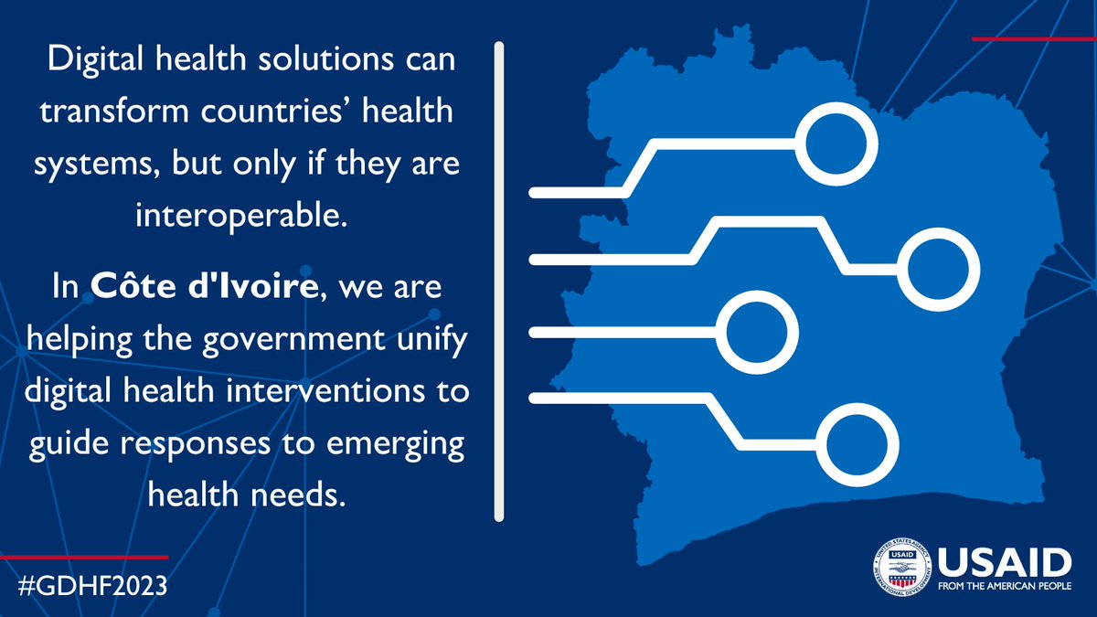 In Côte d'Ivoire, we help the gov’t address fragmented digital systems and siloed health data. Unifying the various structures involved in community and #digitalhealth interventions will guide and strengthen responses to emerging health needs. #GDHF2023