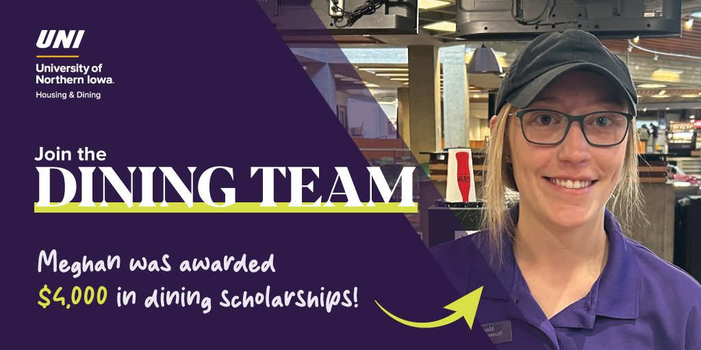 Meghan was awarded $4,000 in dining scholarships for the 2023-24 academic year – just for being a dining employee. 

Join the Dining Team! 👩‍🍳
•Flexible Schedules
•Student Supervisor Positions
•$$ Scholarships

Apply now:
ow.ly/hlCS50PRfKV