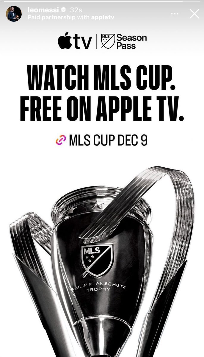 ❗️Lionel Messi via IG: Watch the League Championship final for free on Apple TV on December 9!
#Messi #MLSCupPlayoffs #MLS