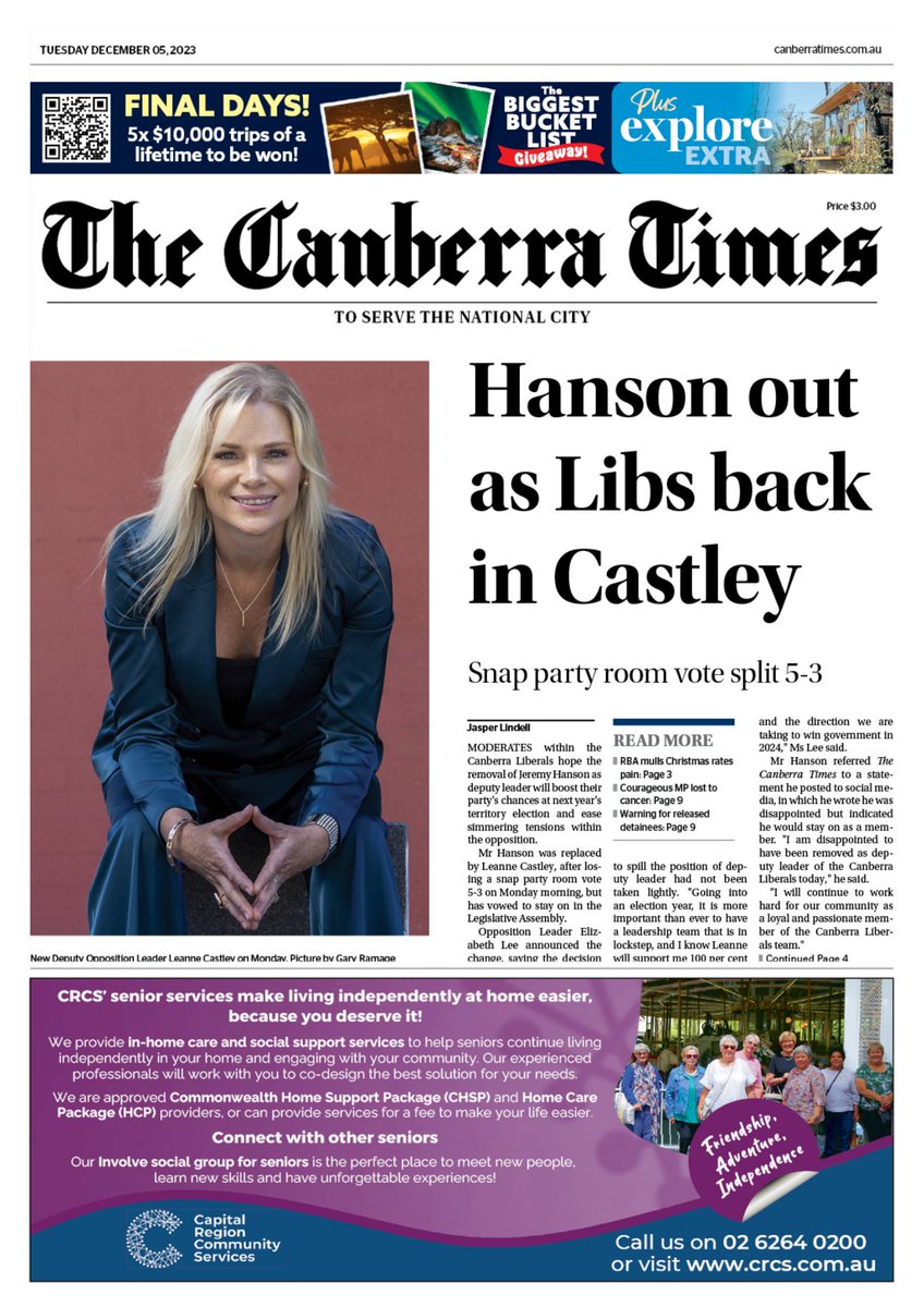 Canberra Times (@canberratimes) on Twitter photo Good morning, Canberra. We're in for a sunny top of 32 degrees today. Here's today's <a href="/canberratimes/">Canberra Times</a> front page | <a href="/jclindell/">Jasper Lindell</a>
canberratimes.com.au/subscribe Good morning, Canberra. We're in for a sunny top of 32 degrees today. Here's today's <a href="/canberratimes/">Canberra Times</a> front page | <a href="/jclindell/">Jasper Lindell</a>
canberratimes.com.au/subscribe