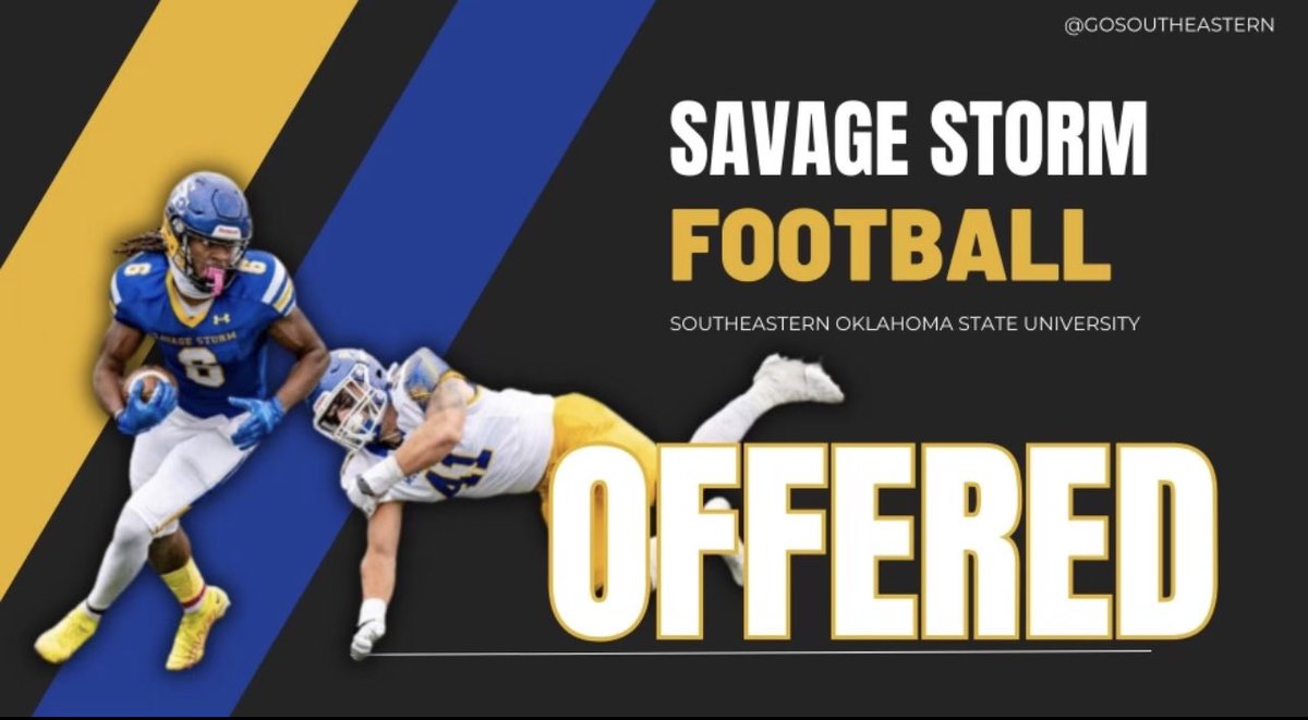 After a great talk with <a href="/ImCoachE5/">Coach Ellison</a> im blessed to receive an offer from <a href="/SavageStormFB/">Savage Storm Football</a> ! <a href="/CoachSmith918/">Danny Smith</a> <a href="/Levya73/">Levy Adcock</a> #RecruitRogers