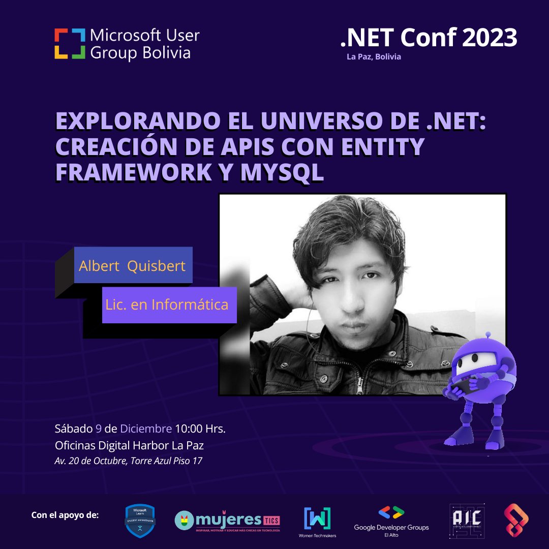 MUGBolivia's tweet photo. ¡Te presentamos a los speakers del .NET Conf La Paz 2023! 🌎💻

Regístrate la evento en:
https://t.co/fCpAl82ST1

Nos vemos en oficinas de Digital Harbor Av. 20 de Octubre, Torre Azul - Piso 17  este 9 de diciembre.

https://t.co/PfYqlxdtyW

⚠️¡Tenemos pocos cupos disponibles!⚠️ https://t.co/TcJYABjaDw