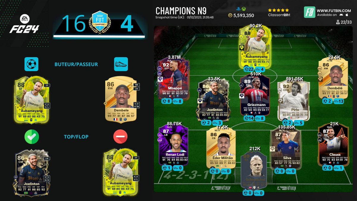 FootKaio's tweet photo. Allez c'est l'heure du resume du #Champions de ce week end sur #EAFC24!
Et on retrouve le 16 ça fait plaisir, on a vraiment pas mal joué le passage au 442 à aidé et l'équipe évidemment aussi Grizou-Mbappe tellement décisif dans les gros matchs https://t.co/zimPExTYQ4