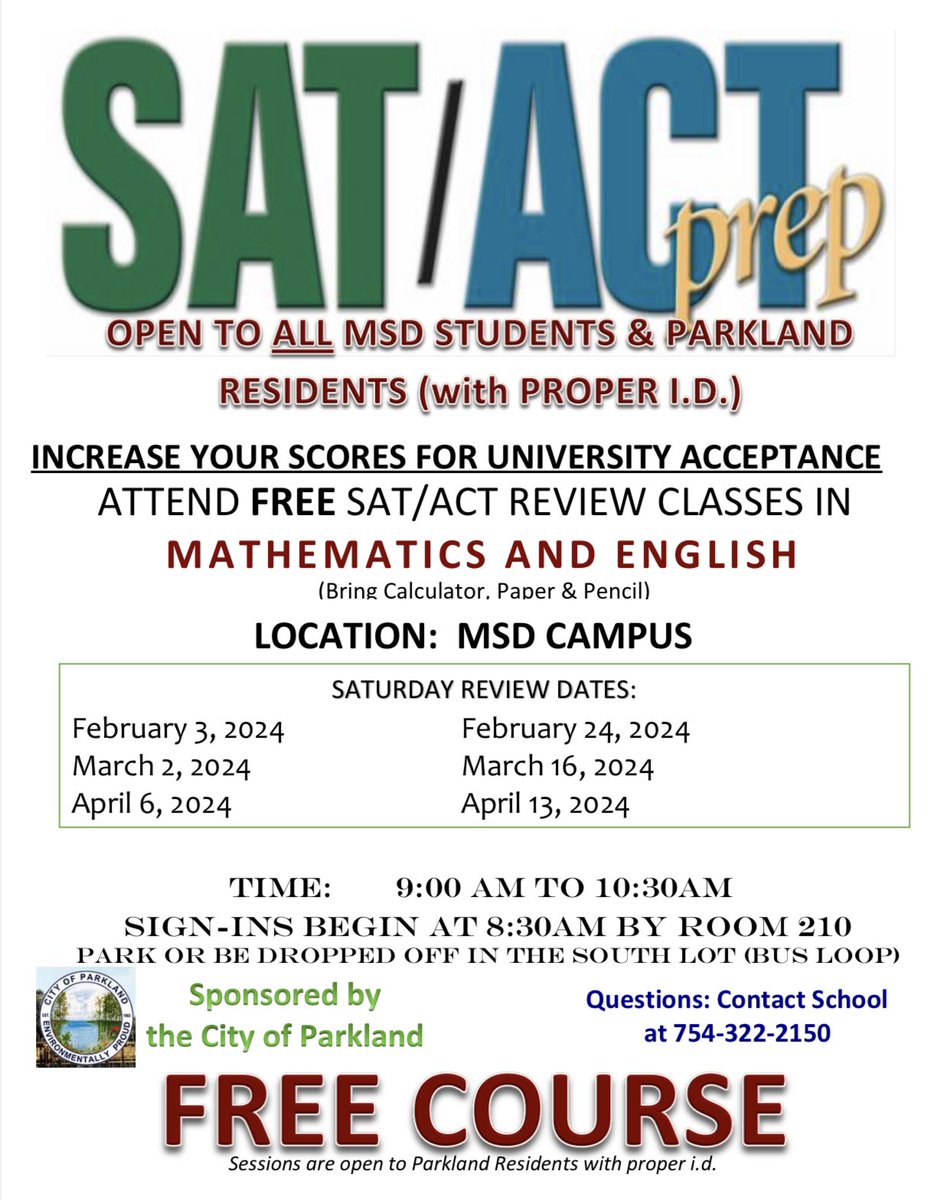 The SAT/ACT Saturday camps start up again in February. Take a look at the dates and put them on your calendar!